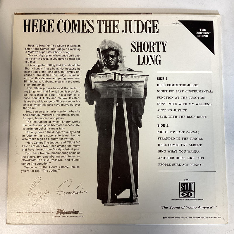 SHORTY LONG = HERE COMES THE JUDGE (CDN 1968) (USED)