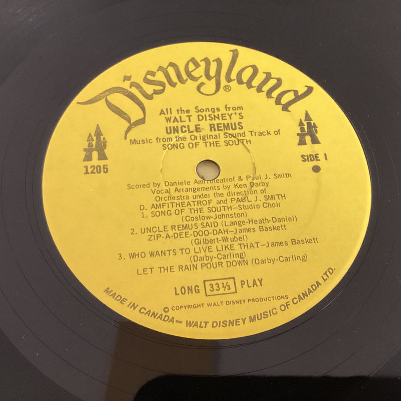 WALT DISNEY’S UNCLE REMUS: SOUNDTRACK TO SONG OF THE SOUTH (OST) (CDN 1959 / REISSUE) (USED) (DISNEY)